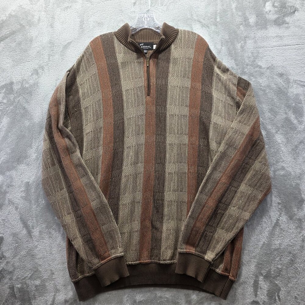 Tosani Sweater Mens XLT Pullover Mocha Biggie Crosby 90s Vintage VTG